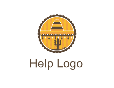 Mexican hat with cactus in circle