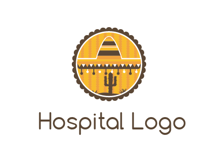 Mexican hat with cactus in circle