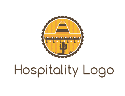 Mexican hat with cactus in circle