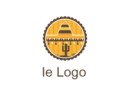 Mexican hat with cactus in circle