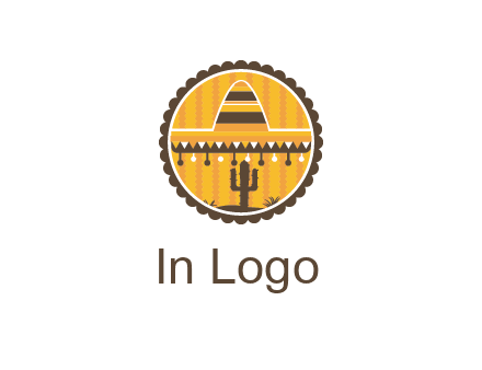 Mexican hat with cactus in circle