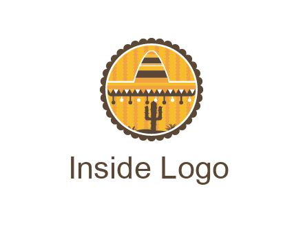 Mexican hat with cactus in circle