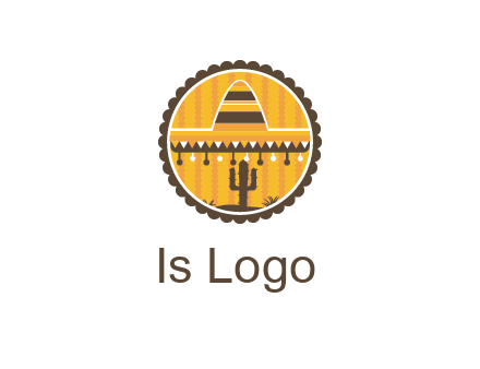 Mexican hat with cactus in circle
