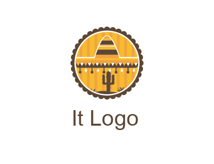 Mexican hat with cactus in circle
