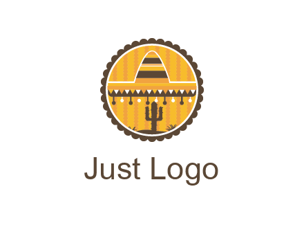 Mexican hat with cactus in circle