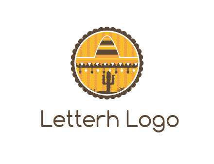 Mexican hat with cactus in circle