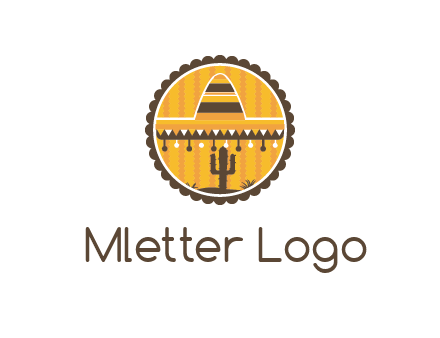 Mexican hat with cactus in circle
