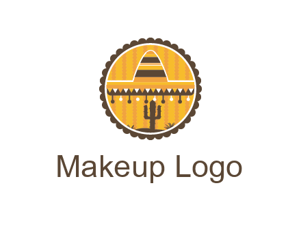Mexican hat with cactus in circle