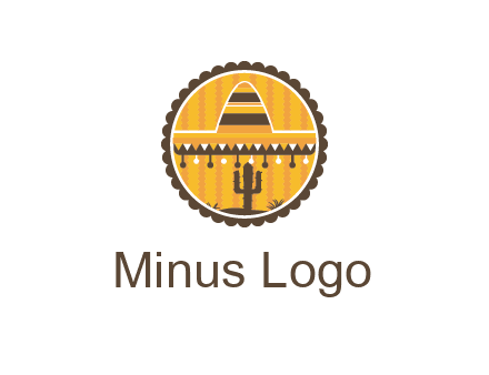 Mexican hat with cactus in circle