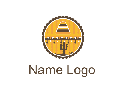 Mexican hat with cactus in circle