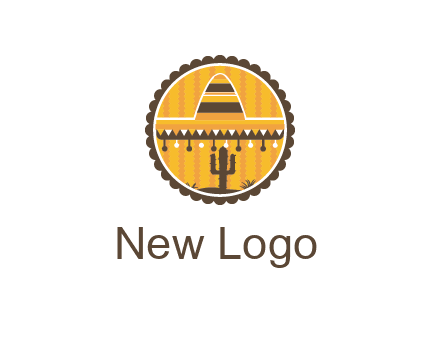 Mexican hat with cactus in circle