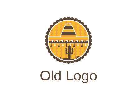 Mexican hat with cactus in circle