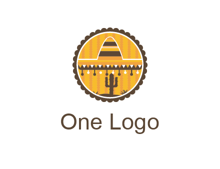 Mexican hat with cactus in circle