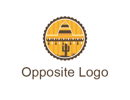 Mexican hat with cactus in circle