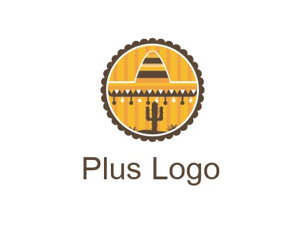 Mexican hat with cactus in circle