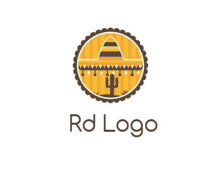Mexican hat with cactus in circle