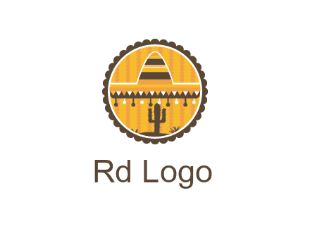 Mexican hat with cactus in circle
