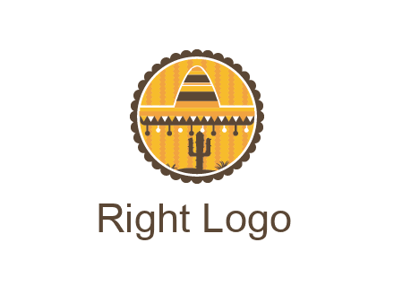 Mexican hat with cactus in circle