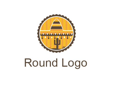Mexican hat with cactus in circle
