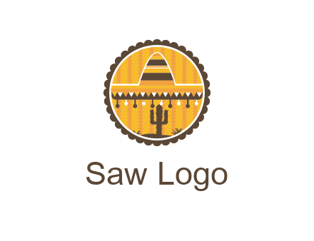 Mexican hat with cactus in circle