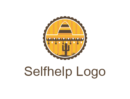 Mexican hat with cactus in circle