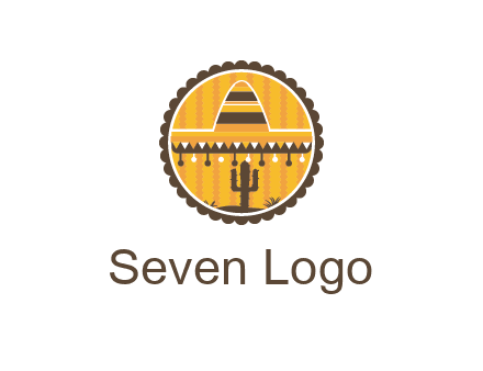 Mexican hat with cactus in circle
