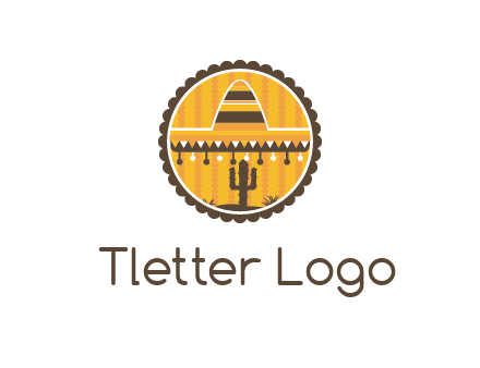 Mexican hat with cactus in circle