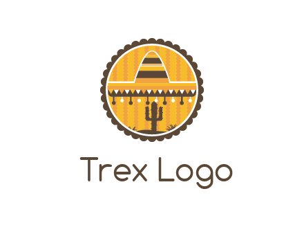 Mexican hat with cactus in circle