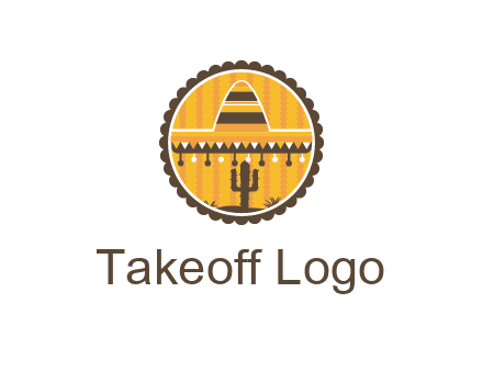 Mexican hat with cactus in circle