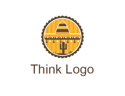 Mexican hat with cactus in circle