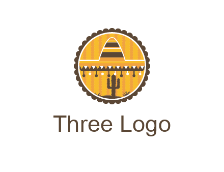 Mexican hat with cactus in circle