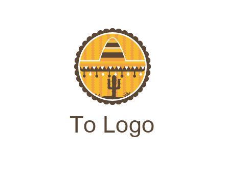 Mexican hat with cactus in circle