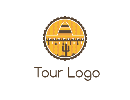 Mexican hat with cactus in circle