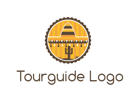 Mexican hat with cactus in circle