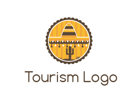 Mexican hat with cactus in circle