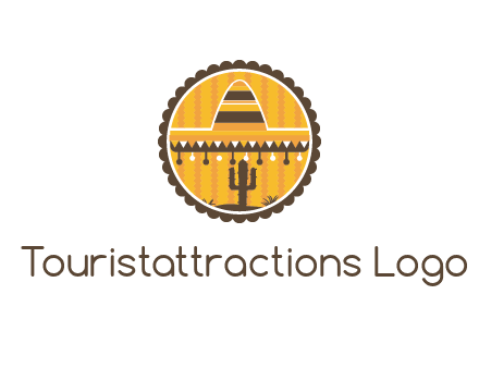 Mexican hat with cactus in circle