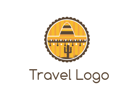 Mexican hat with cactus in circle