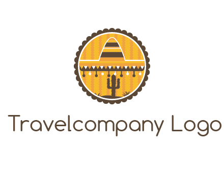 Mexican hat with cactus in circle