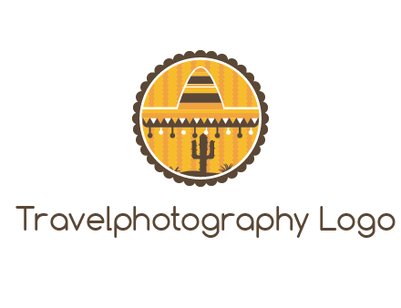 Mexican hat with cactus in circle