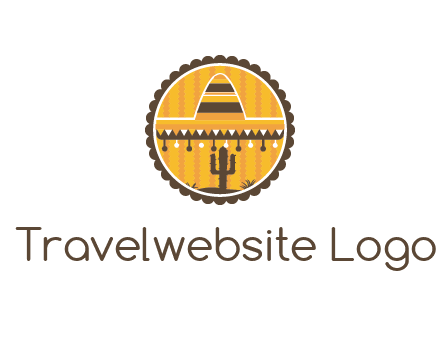Mexican hat with cactus in circle