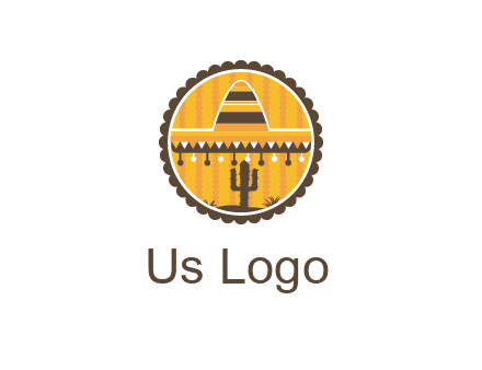 Mexican hat with cactus in circle