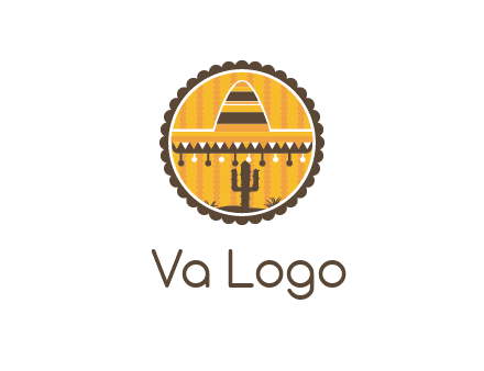 Mexican hat with cactus in circle