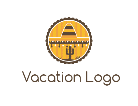 Mexican hat with cactus in circle
