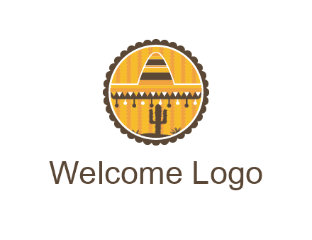Mexican hat with cactus in circle
