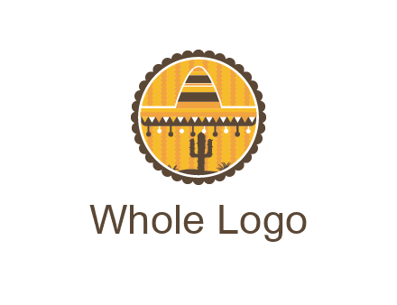 Mexican hat with cactus in circle