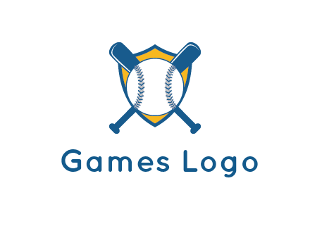 shield with bats behind baseball