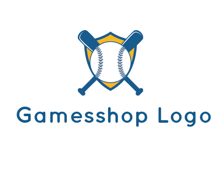 shield with bats behind baseball