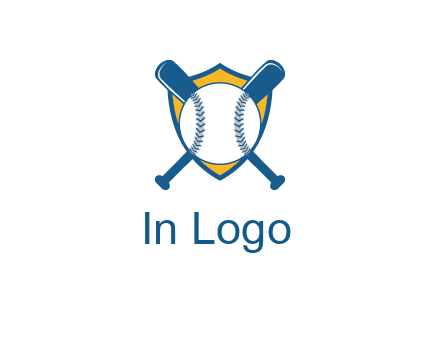 shield with bats behind baseball