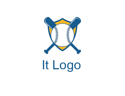 shield with bats behind baseball
