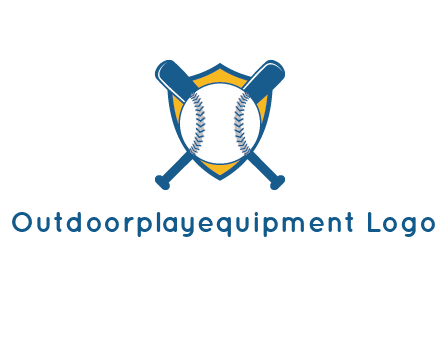 shield with bats behind baseball